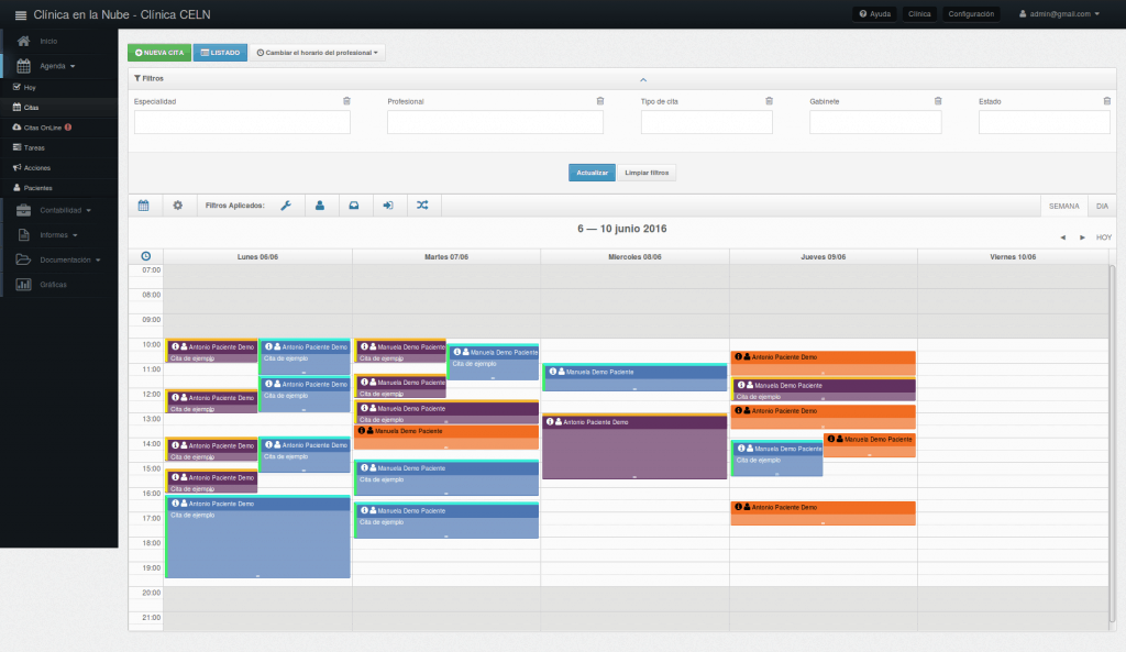 calendario gestión citas