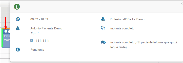 Datos de la cita